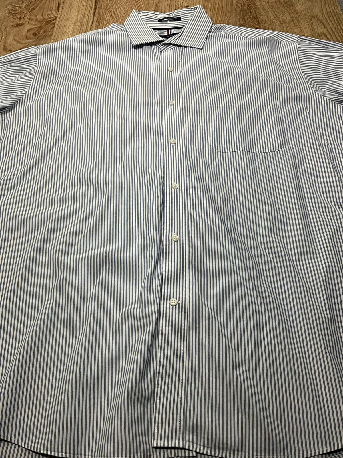 Chemise Tommy Hilfiger Regular Fit XL Chic Rayée Bleu Blanc – photo 4